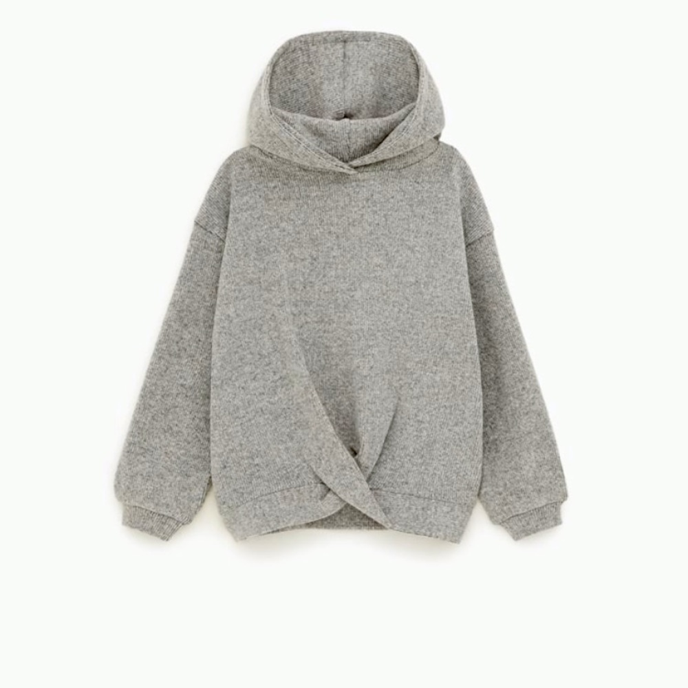 Zara girls grey hoody twist bottom.
